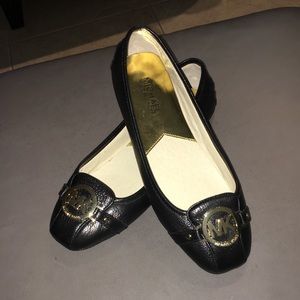 Michael Kors Black Loafers w/ Iconic Gold Symbol